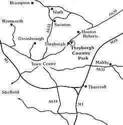 Map showing Direction to Thrybergh