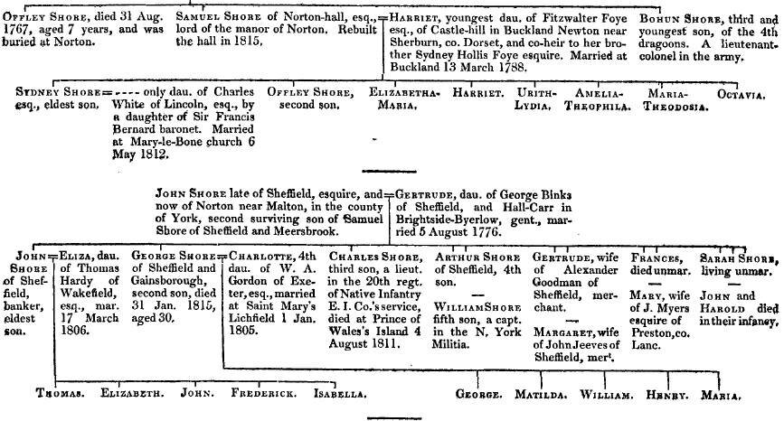 Pedigree of Shore of Sheffield